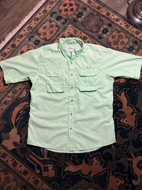 World Wide Sportsman Men's Large Mint Green Vented Short Sleeve Fishing Shirt